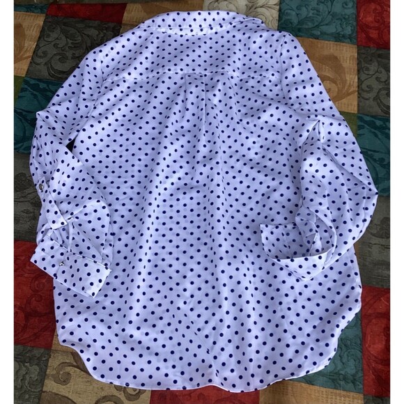 Adrienne Vittadini Polka Dot Women's Button Up Blouse Size Large New with Tags - Picture 9 of 10